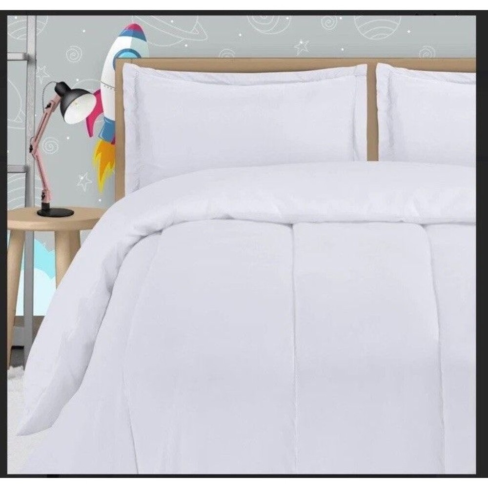 White Comforter Set with 2 Pillow Shams 3 Piece Soft Brushed Microfiber